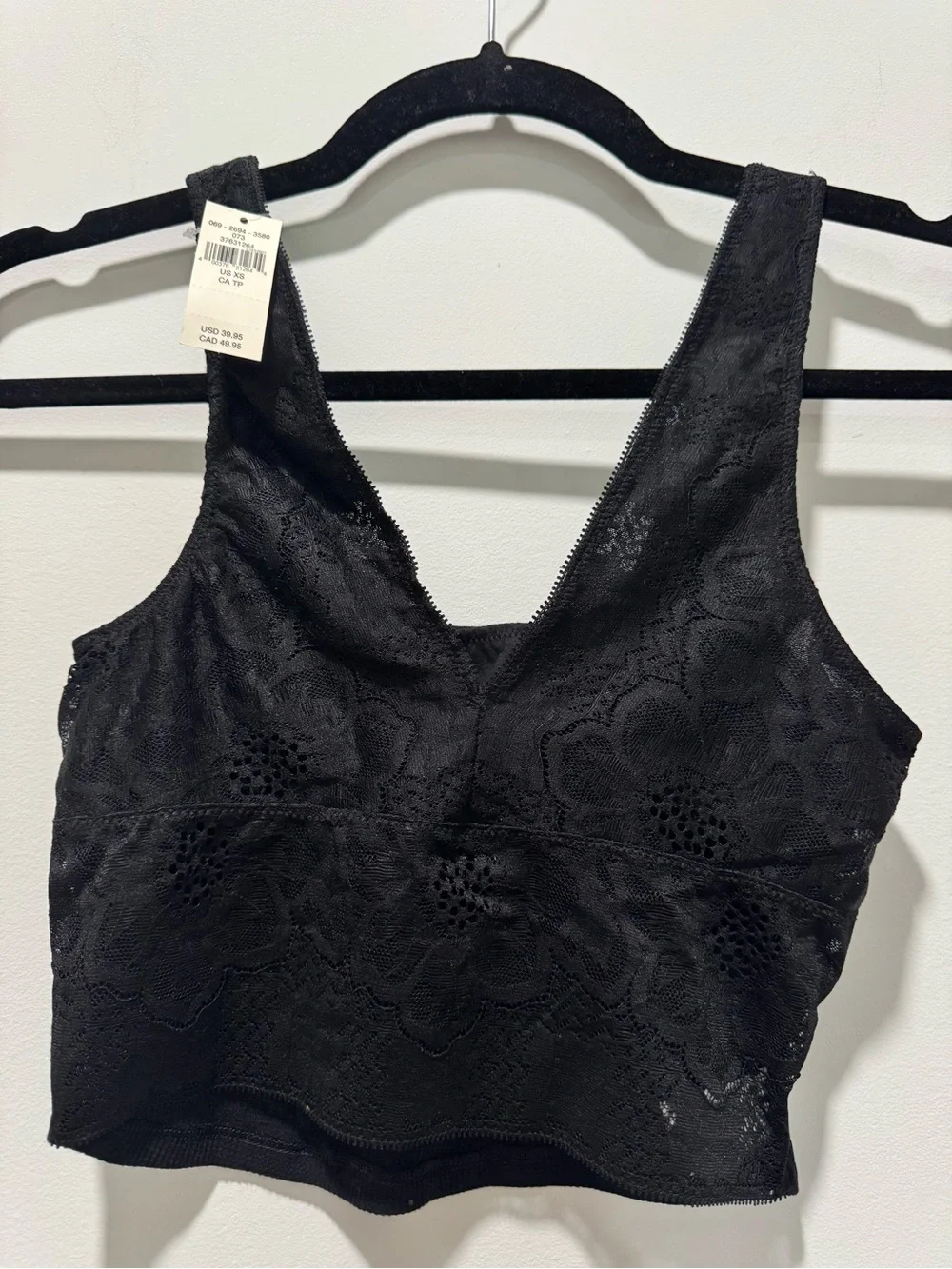 aerie Black Lace V-Neck Bralette | New with Tags